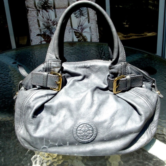 Gray Leather Handbag Capoverso Made In Italy - Picture 1 of 7